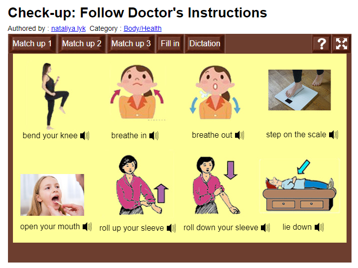 Learning Chocolate「Check-up: Follow Doctor's Instructions」ページ