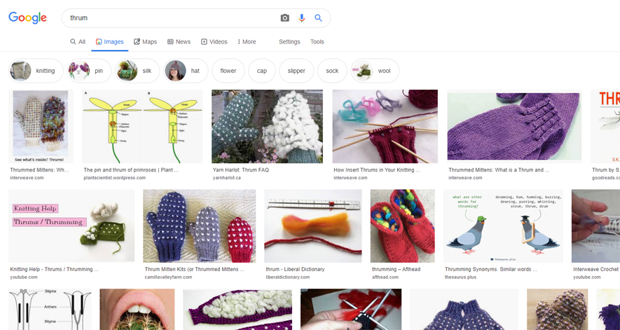 英語版グーグル「thrum」画像検索結果
