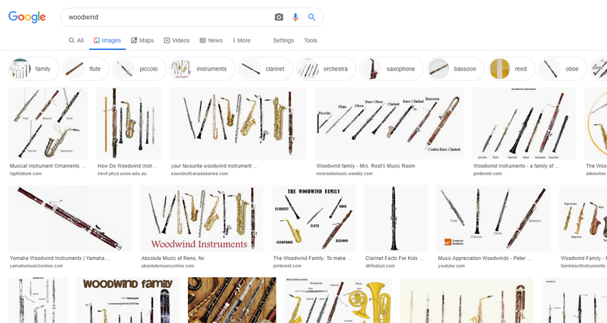 英語版グーグル「woodwind」画像検索結果