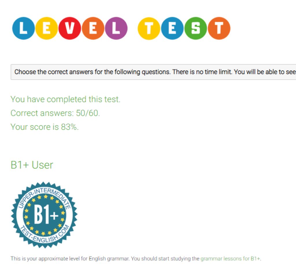 Test Englishの結果