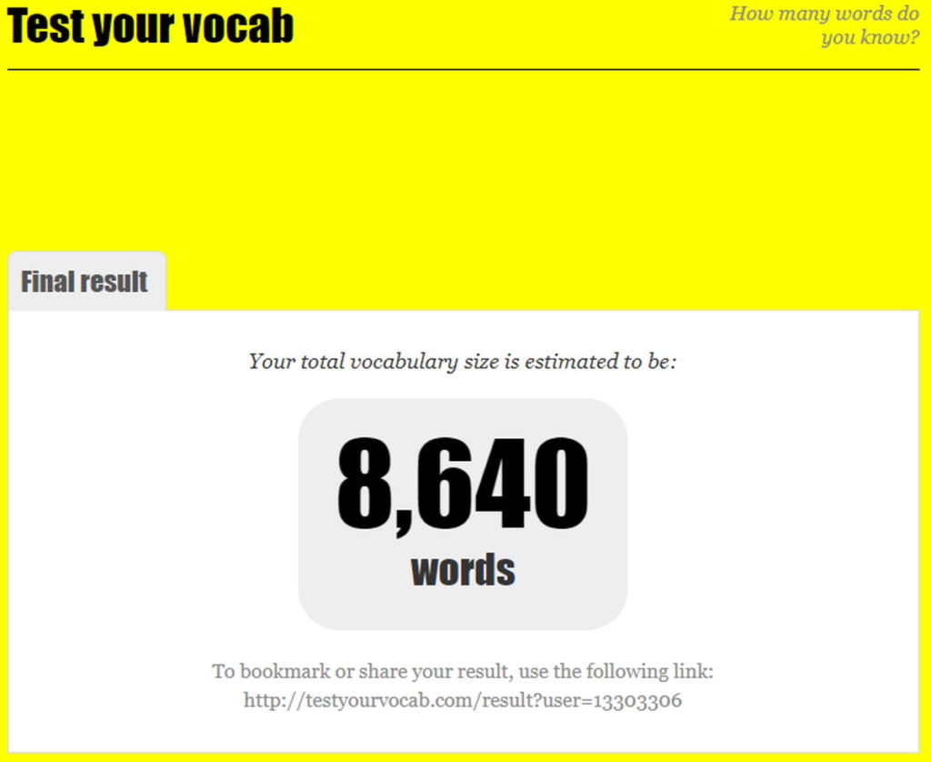 Test Your Vocabulary結果